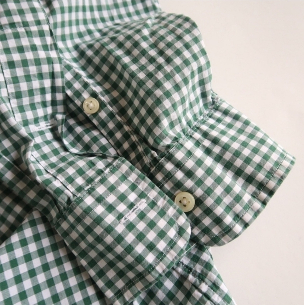 Ralph Lauren Gingham Plaid Button Down Shirt Classic Fit 16 34/35 Green White - Picture 4 of 7